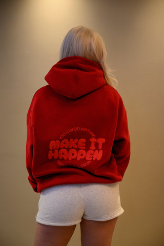 MAKE IT HAPPEN OVERSIZED HOODIE | CHERRY RED